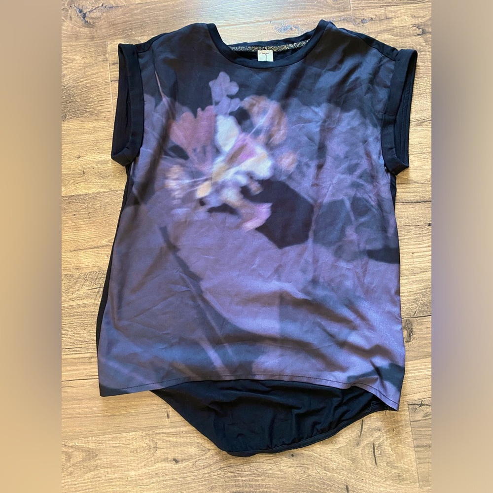 Tristan XS short sleeves abstract black printed top